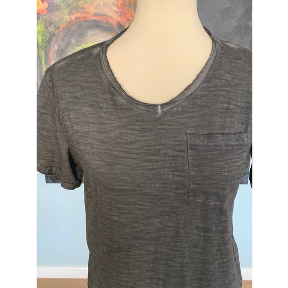 NWOT Joe's Jeans Junior Gray Burn out Tee size L (14-16) V-Neck - Picture 2 of 4